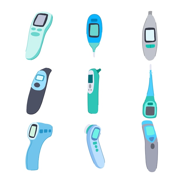 thermometer baby set cartoon vector illustration