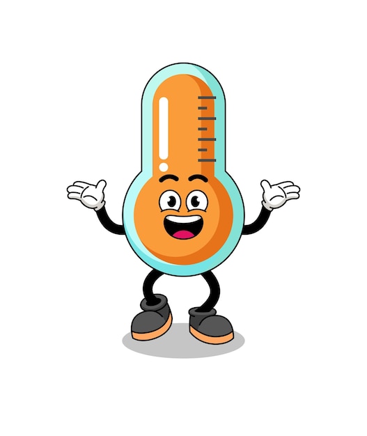 Thermometer cartoon searching with happy gesture