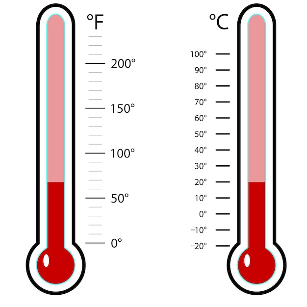 Vector thermometer celsius and fahrenheit