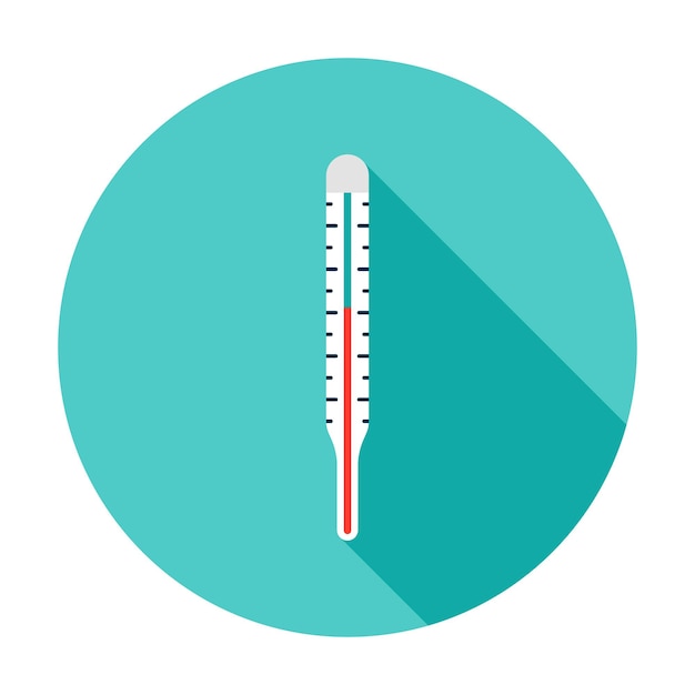 Thermometer Circle Icon. Vector Illustration with Long Shadow. Medicine Item.