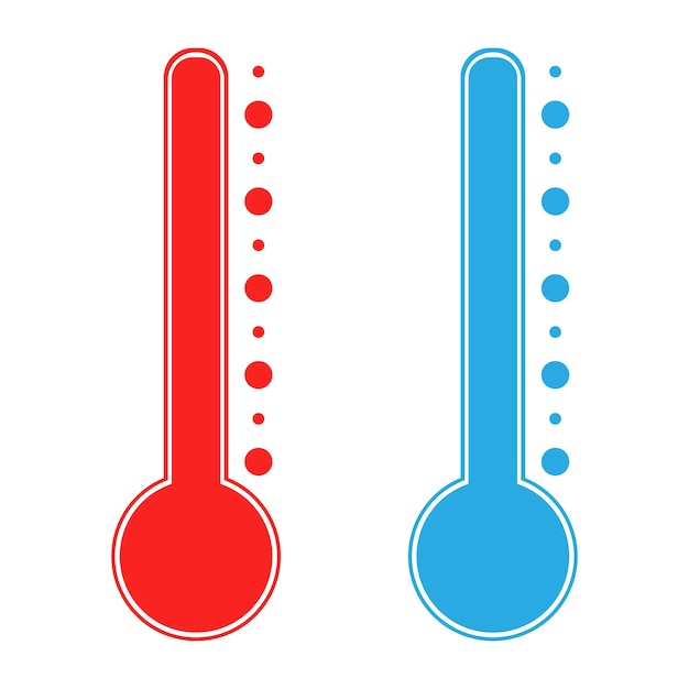 Thermometer cold and hot icon Freeze temperature vector weather warm cool indicator Meteorology thermometers measuring heat and cold Vector illustration