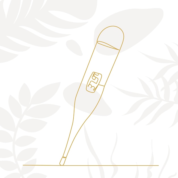 Thermometer drawing by one continuous line vector