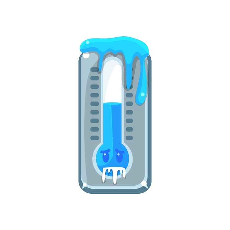 Vector thermometer frozen with ice