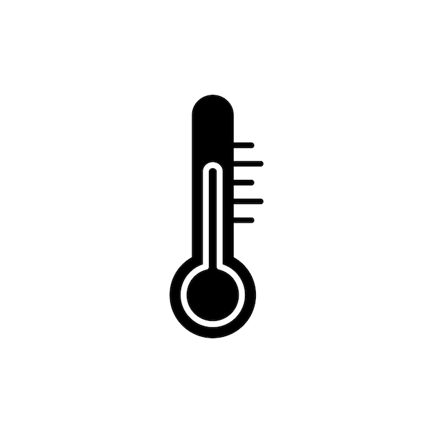 온도계 반 아이콘은 검은색으로 채워지고 윤으로 표시된 정상 온도 터 기호를 설정합니다.