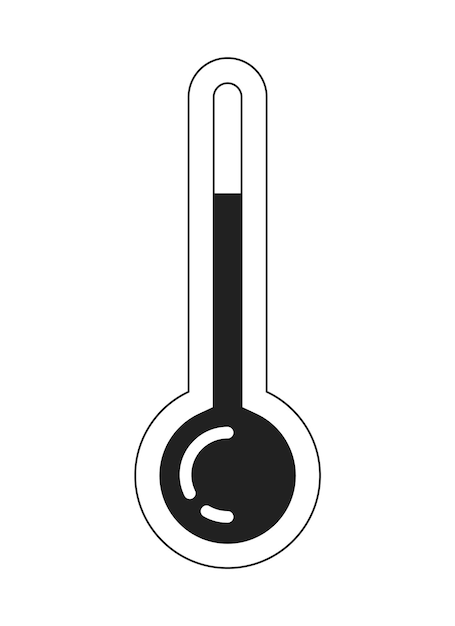 Thermometer hot monochrome flat vector object Weather temperature Hot summer Wave heat Editable black and white thin line icon Simple cartoon clip art spot illustration for web graphic design