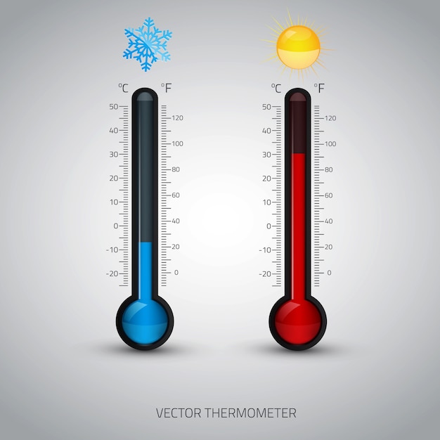 Vector thermometer icon. celsius and fahrenheit.