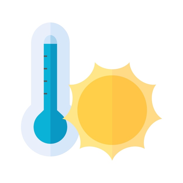 ベクトル フラットカラースタイルの温度計アイコン
