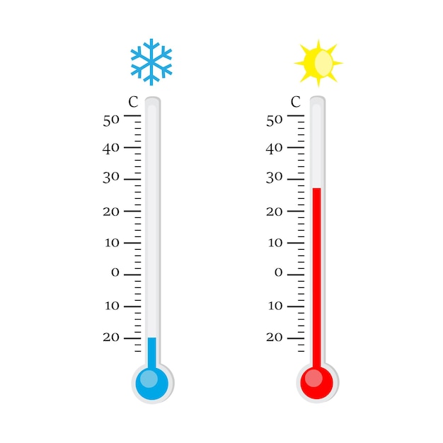 Вектор Икона термометра измерение горячей и холодной температуры
