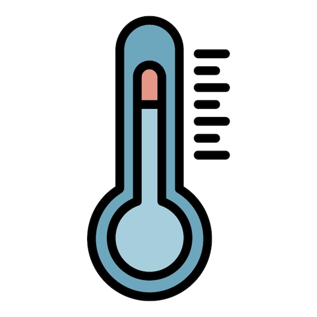 Vector thermometer icon outline thermometer vector icon color flat isolated