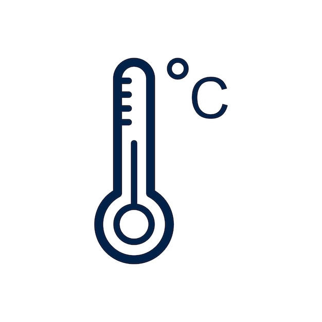 トレンディなフラットデザインの温度計のアイコン