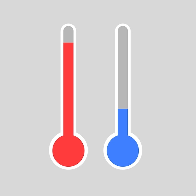 온도계 아이콘 플랫 컬러 추위와 열 온도계 온도계 아이콘 벡터 아이콘