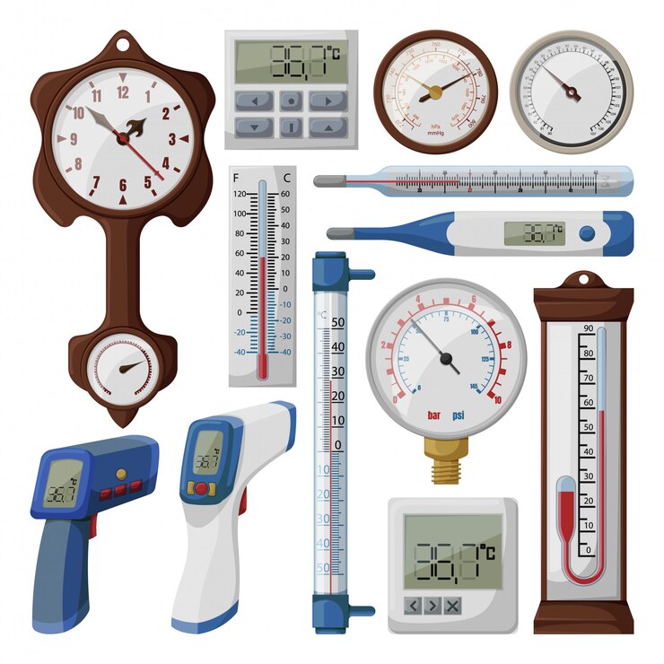 Vector thermometer  illustration on white background . isolated cartoon set icon barometer.  cartoon set icon thermostat.
