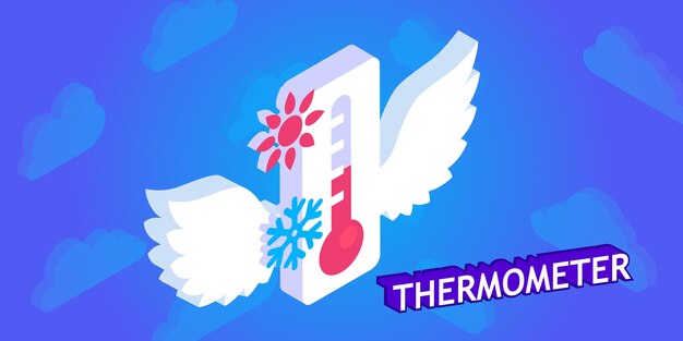 Thermometer isometrisch ontwerppictogram Vectorwebillustratie 3d kleurrijk concept