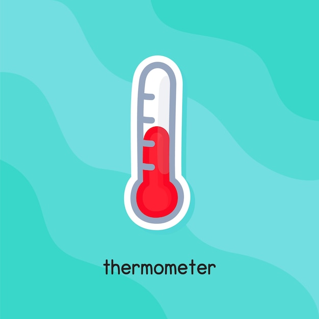 Vector thermometer kawaii doodle flat cartoon vector illustration