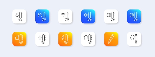 Значок линии термометра Температура ртути алкоголь мера погода теплая горячая холодная лихорадка озноб хорошее самочувствие головокружение жаропонижающие таблетки стиль неоморфизма значок векторной линии для бизнеса