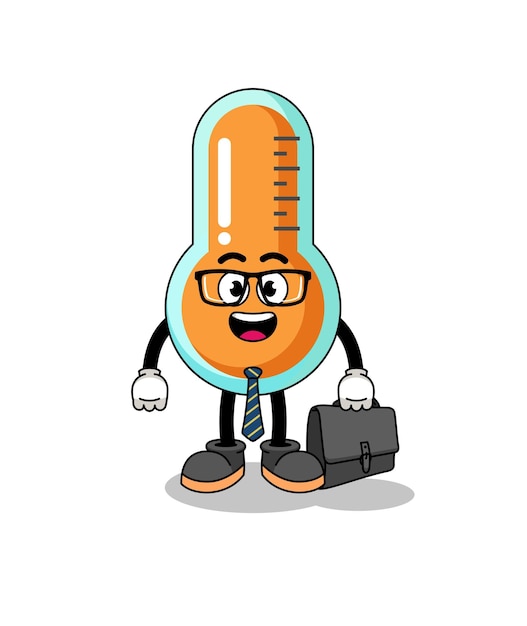 Thermometer mascot as a businessman