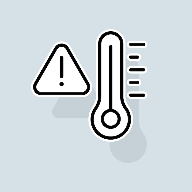 Thermometer met gevarenlijn icoon Home celsius lage hoge temperatuur thermostaat fahrenheit graden Celsius Weer concept Vector sticker lijn icoon op witte achtergrond