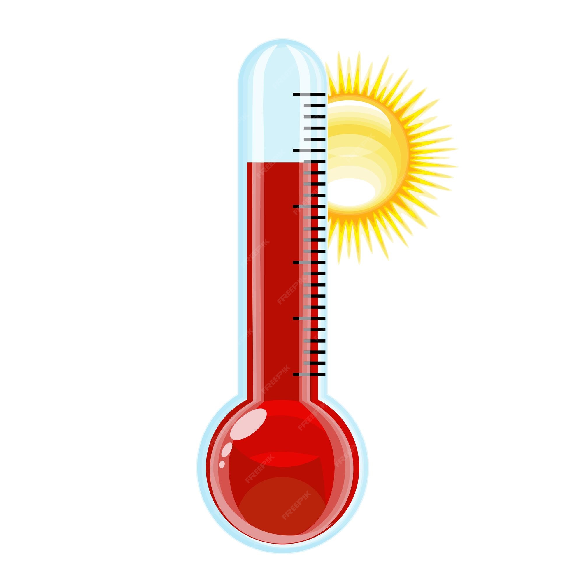 Selectiekader Purper Vergelijking Thermometer met zon warm weer vectorillustratie | Premium Vector