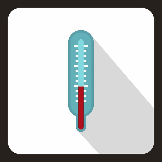 Thermometer pictogram in vlakke stijl met lange schaduw Meting symbool vectorillustratie