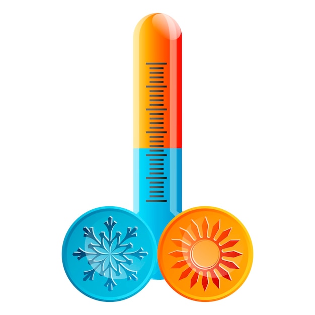 Thermometer sun and snowflake temperature adjustment symbol