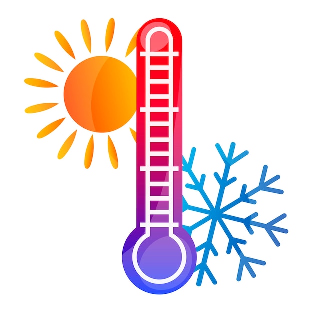 Вектор Символ регулирования температуры термометра солнце греет, а снежинка охлаждает кондиционер в доме