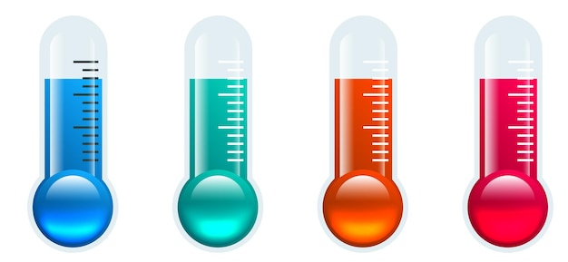 Thermometer with blue red pink mercury