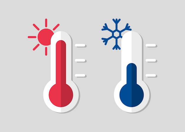 Termometro con temperatura calda o fredda. termometri meteorologici celsius.
