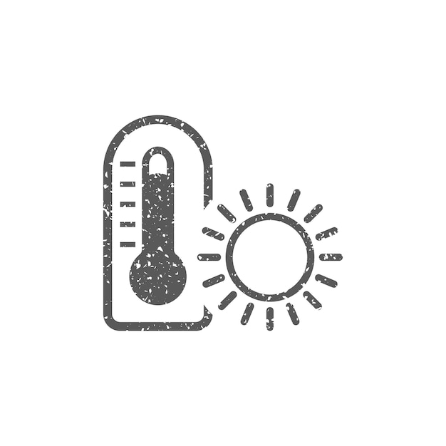 Thermometerpictogram in de vectorillustratie van de grungetextuur