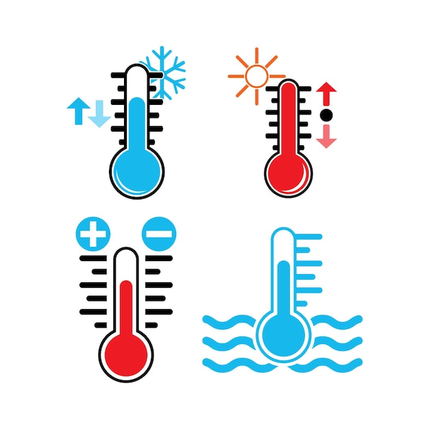 Thermometers icon with different zones Vector image isolated on white background