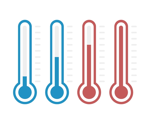 Thermometers met verschillende niveaus, vlakke stijl, eps10.