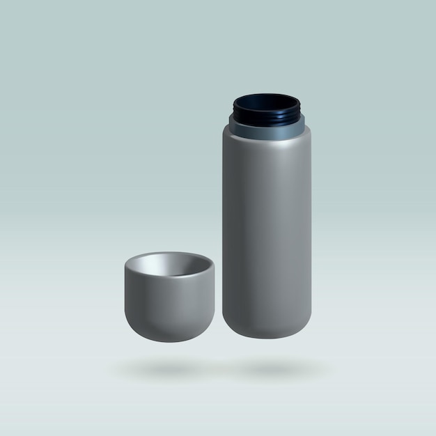 Vettore icona 3d vettore isolato bottiglia thermos illustrazione 3d thermos