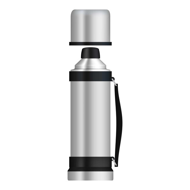 Vector thermos met fles mockup realistische illustratie van thermos met fles vector mockup voor webdesign geïsoleerd op een witte achtergrond