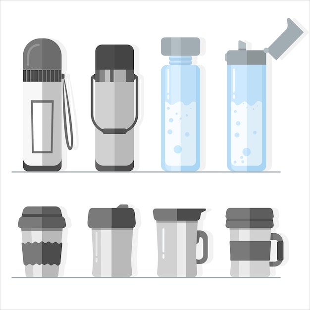 Vector thermos stainless steel travel mug and tumbler thermos water bottle sport and water bottle