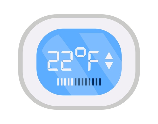 벡터 온도 평면 아이콘을 보여주는 온도 조절기 디스플레이 온도를 보여주는 전기 화면