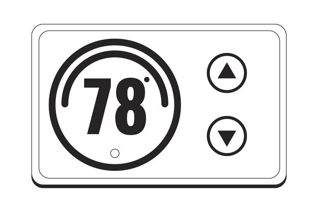 Regolatore di termostato oggetto di cartone animato 2d in bianco e nero