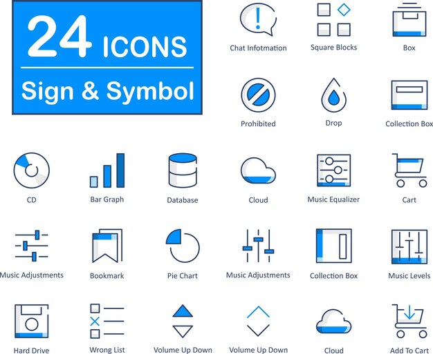 These are 24 beautiful small pixel perfect signs and symbols interface vector icons