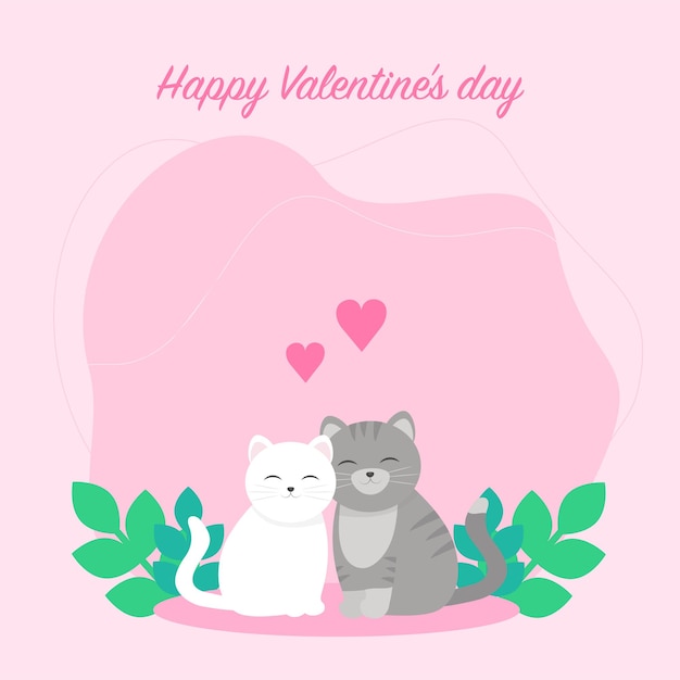 These are cats in love Valentine card