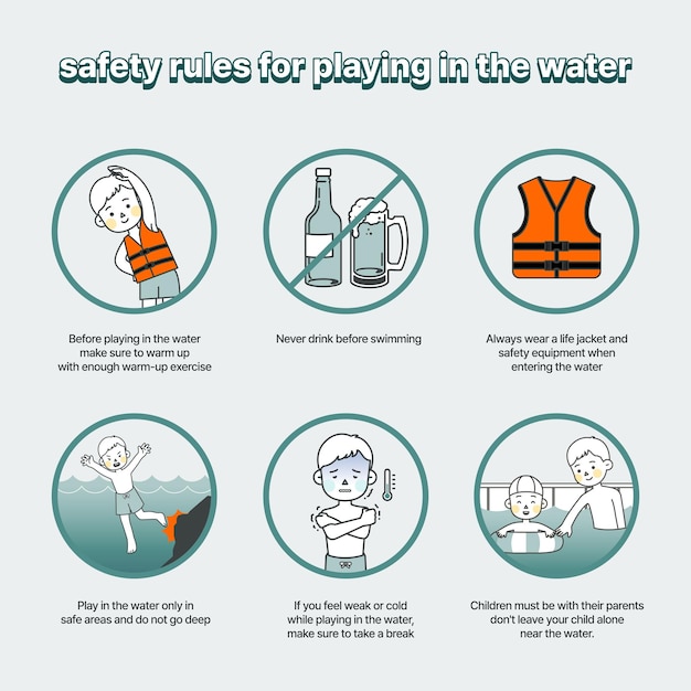 These are precautions to follow when playing in the water