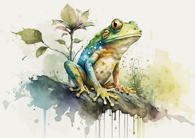 These intricate watercolor vector designs of frogs and their lily pads are perfect for adding a sense of serenity to your space