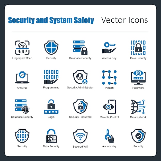 Vector these is a collection of handcrafted pixel perfect security and system safety vector icons