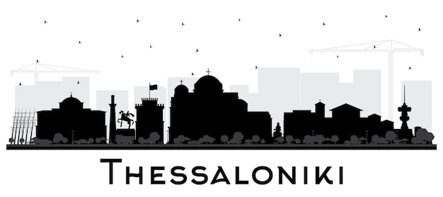 Vector thessaloniki greece city skyline silhouette with black buildings isolated on white