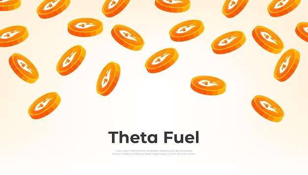 空から落ちてくるtheta fuel tfuelコインtfuel暗号通貨コンセプトバナーの背景