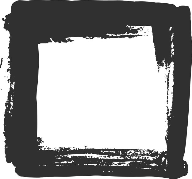 Thick black paintbrush strokes create a square border framing a white space adding a touch of artistic grunge to any design