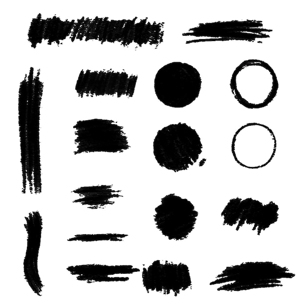 Thick line chalk brush stroke collection Vector chalk brush set Square and circle text frame grunge patch design element Chalk stroke shape