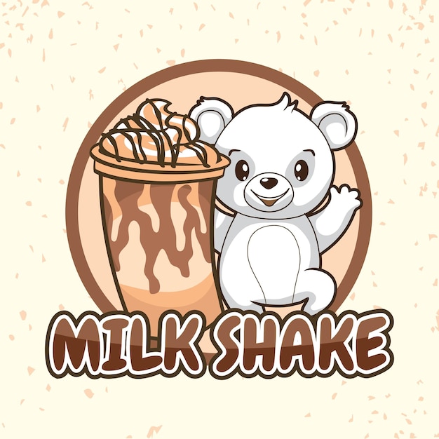 Thick milk shake bear logo mascot design