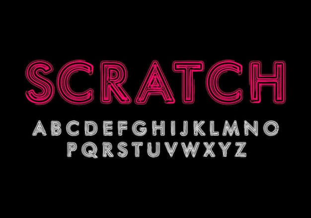 Thick sans serif font with a scratched line texture