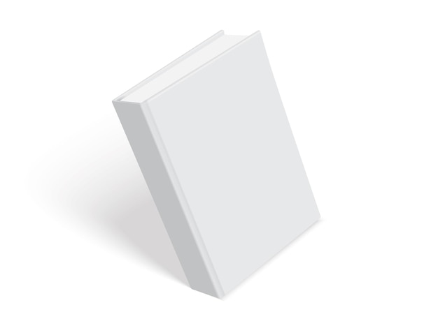 thick white book with hard cover stands on white background