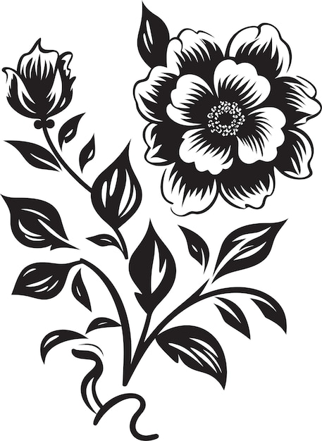 Vector thickened bloom structure black symbolic icon minimalist petal sketch monochrome emblematic logo