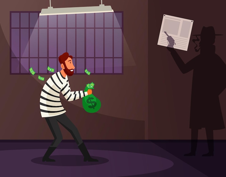वेक्टर thief concept vector illustration caught