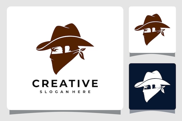 Vector thief cowboy mascot logo template design inspiration